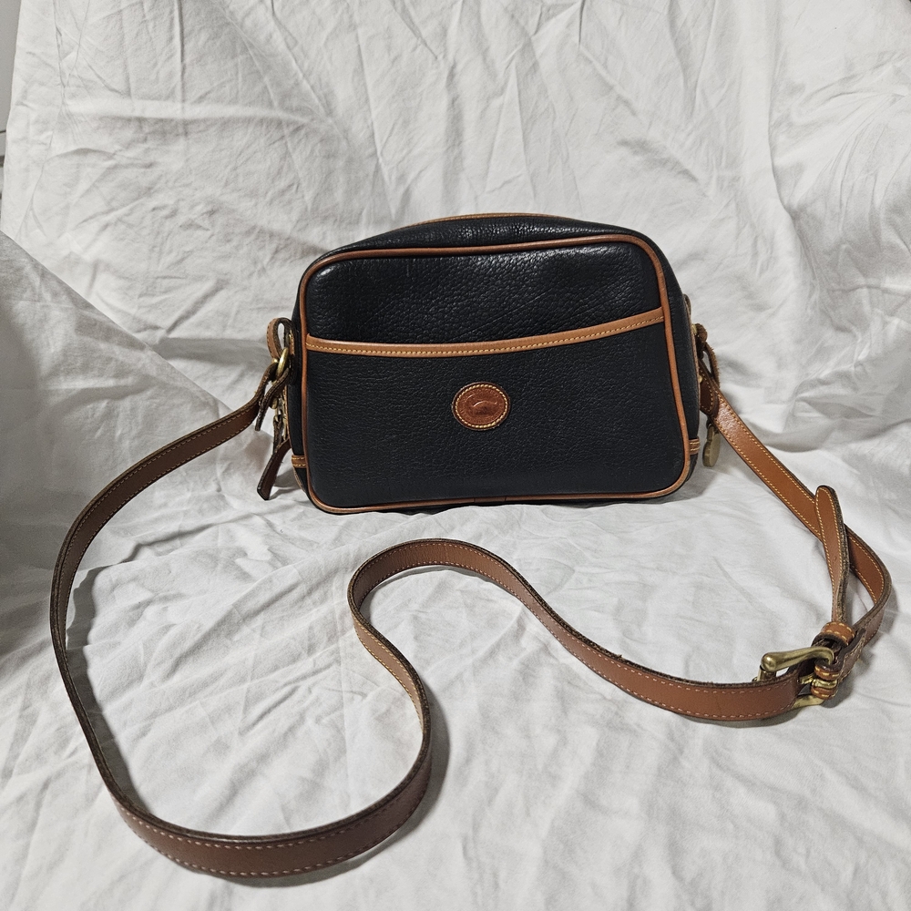 Dooney & Bourke Classic Navy and Brown Leather Belt Bag